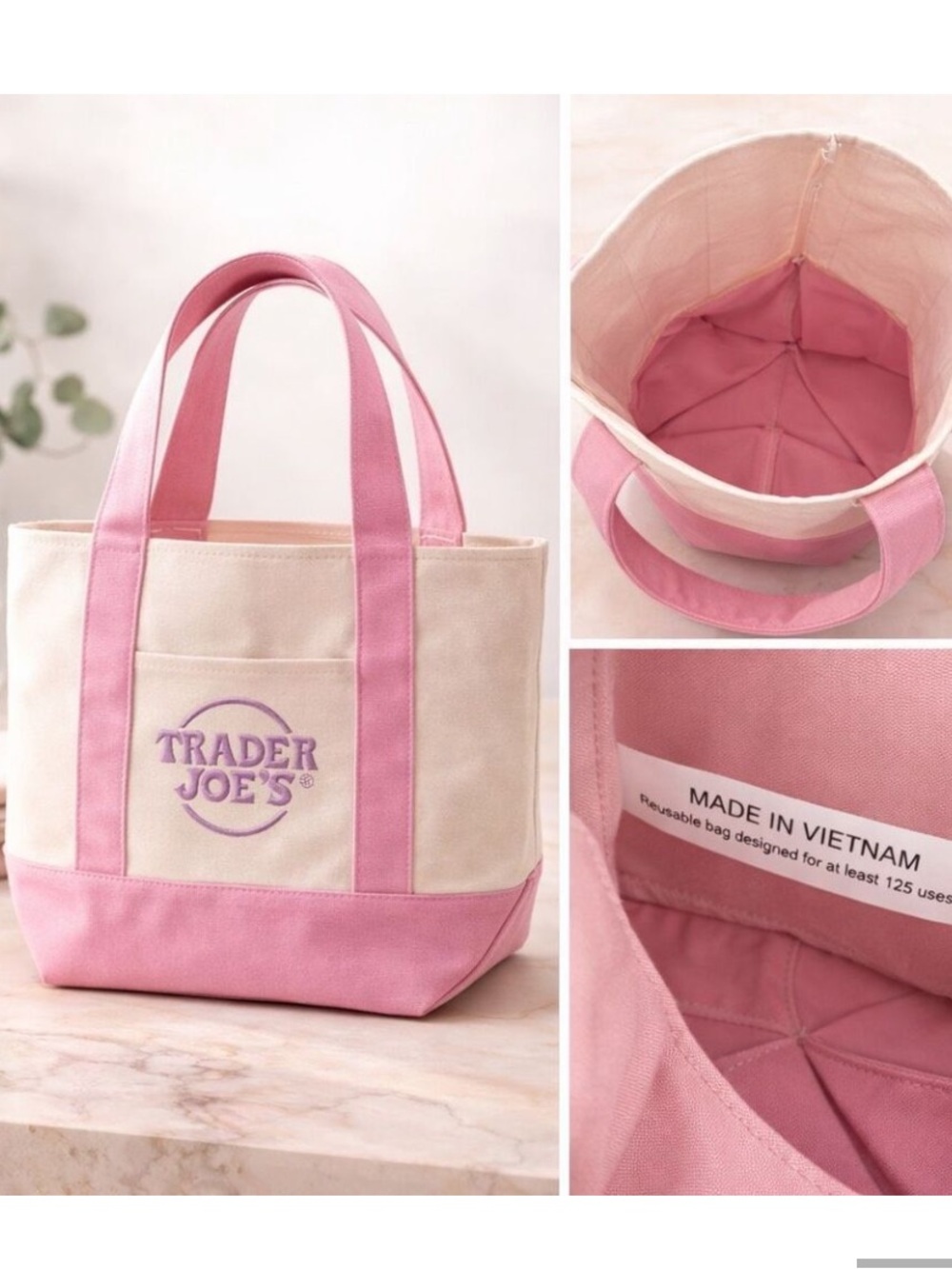 Trader Joe’s Mini Pastel Canvas Tote Bag